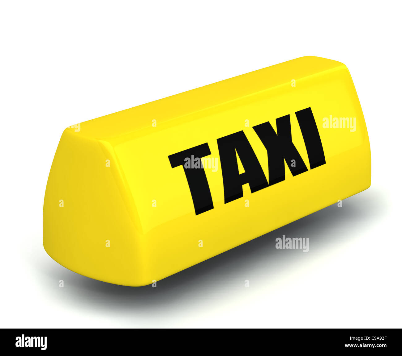 gelbe 3D-Modell des Taxi-Symbols Stockfoto