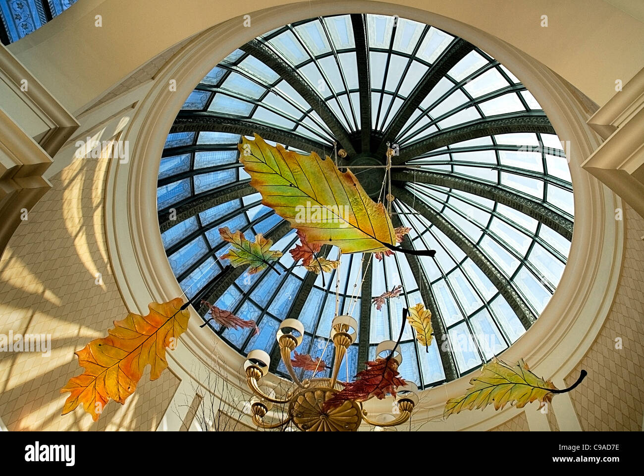 USA, Nevada, Las Vegas, The Strip, Innendach Detail des Konservatoriums Bellagio Hotel. Stockfoto