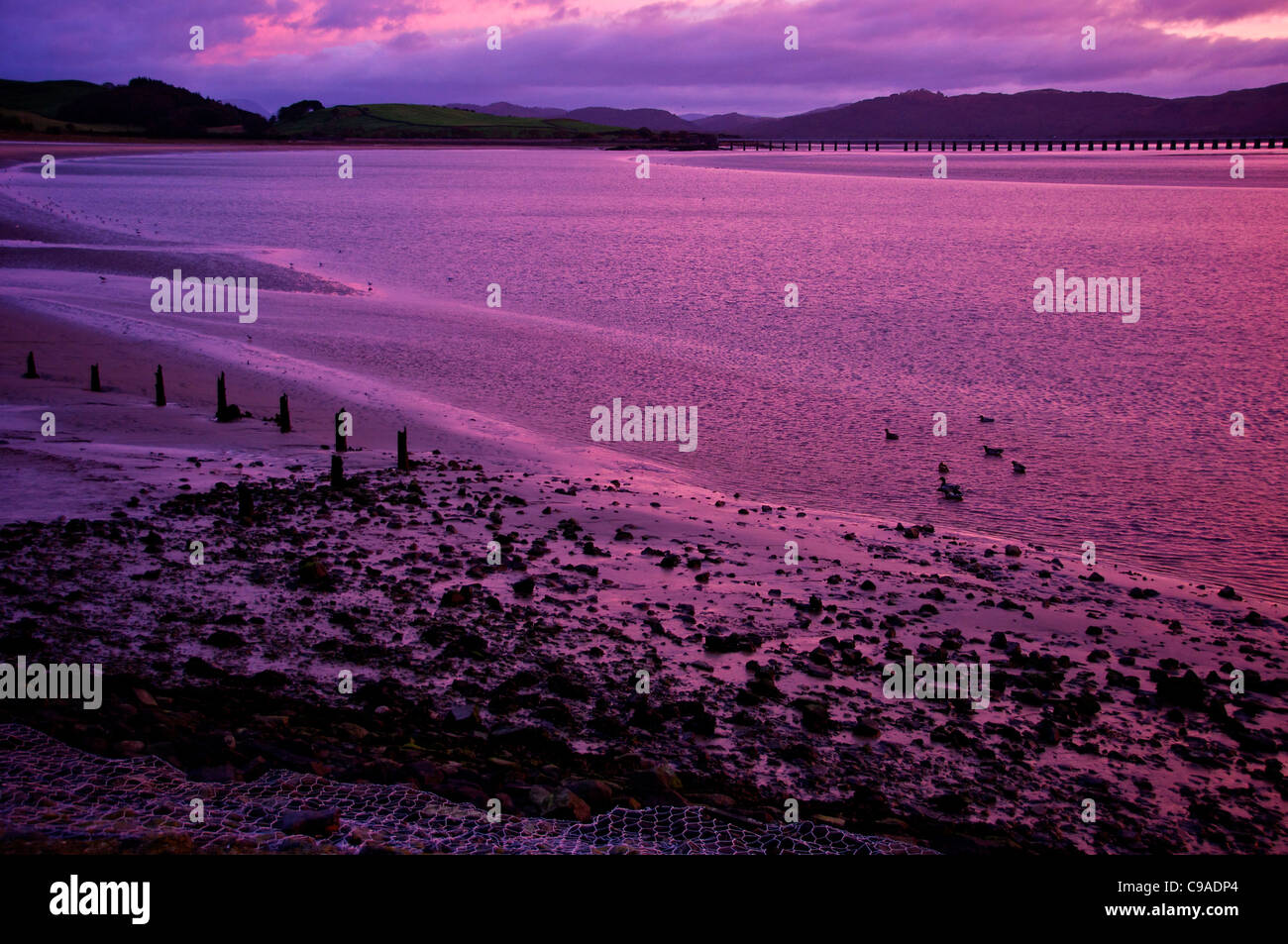 Ulverston Kanal Cumberland UK Canal Fuß Sunrise Stockfoto