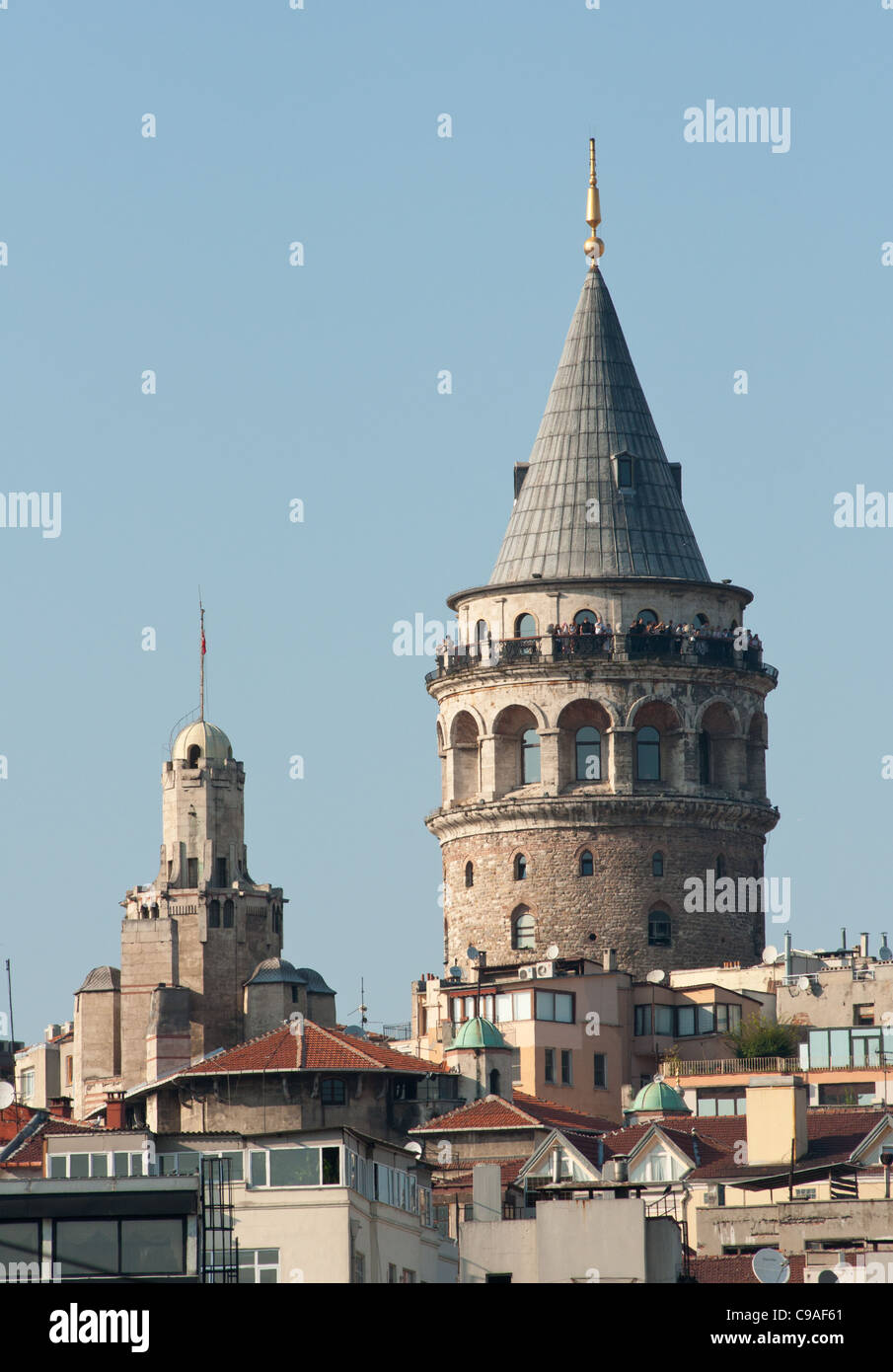 Galata-Turm, mittelalterlichen genuesischen Stein-Turm in Istanbul Beyoglu, Türkei. Stockfoto