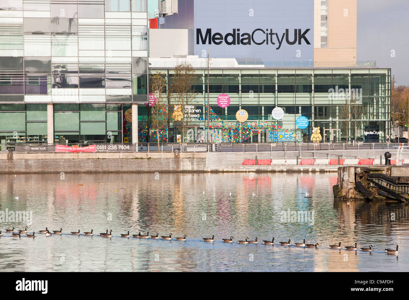 Media City in Salford Quays, Manchester, UK, die Heimat der BBC im Norden. Stockfoto