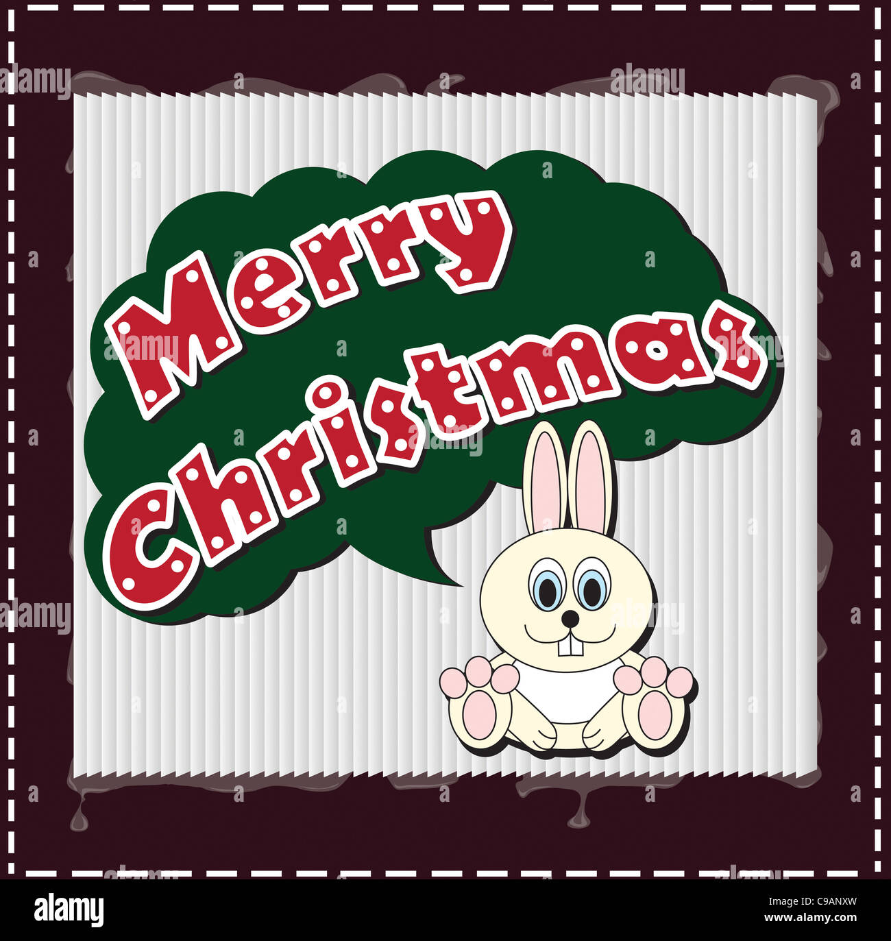 Frohe Weihnachten wünschen schöne Kaninchen, Frame-Zusammensetzung Stockfoto