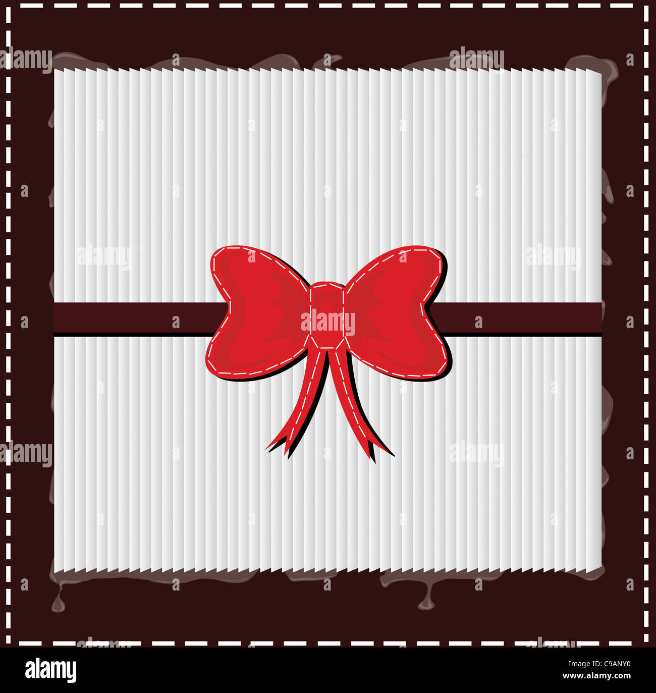 Rotes Band für Heiligabend, Frame-Zusammensetzung, herzlichen Glückwunsch Karte Stockfoto