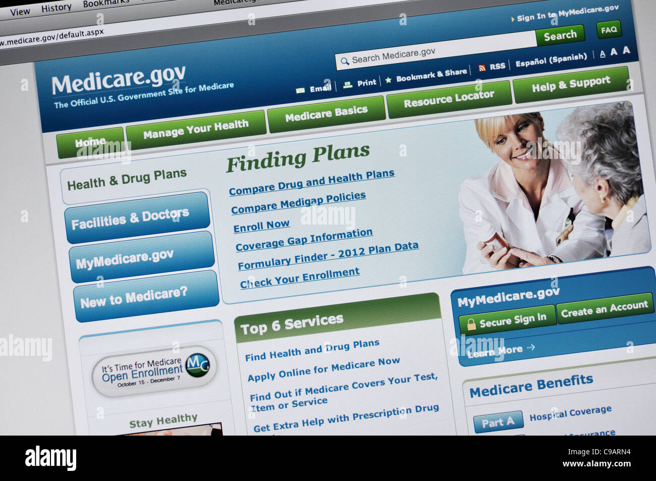 Medicare-Webseite Stockfoto
