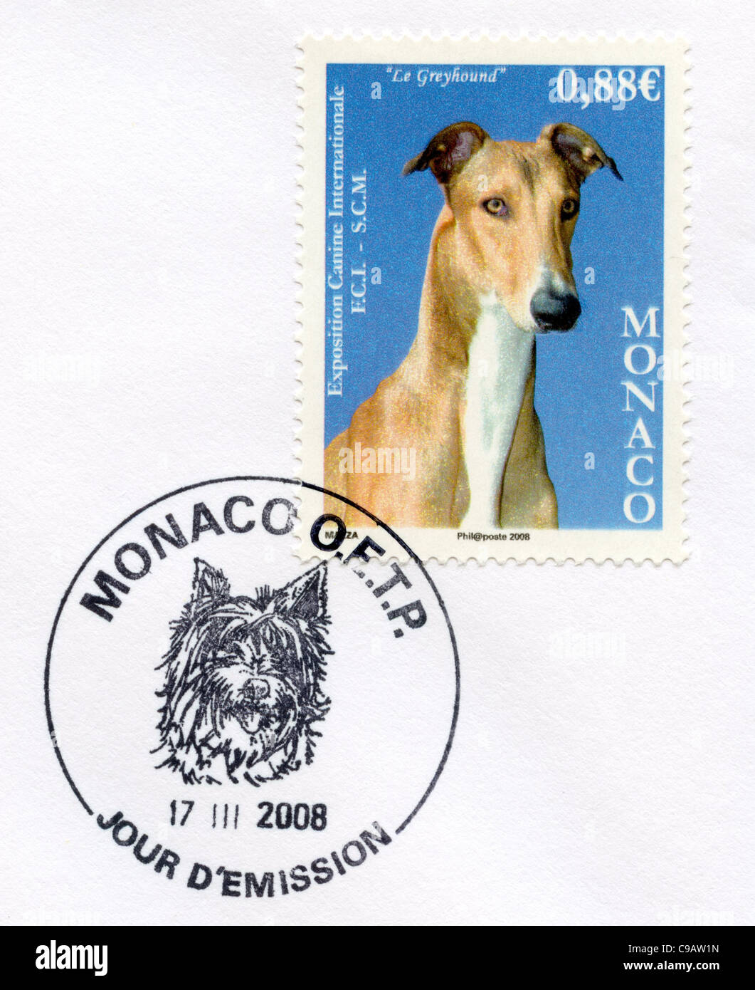 Monaco-Briefmarke - Greyhound Stockfoto