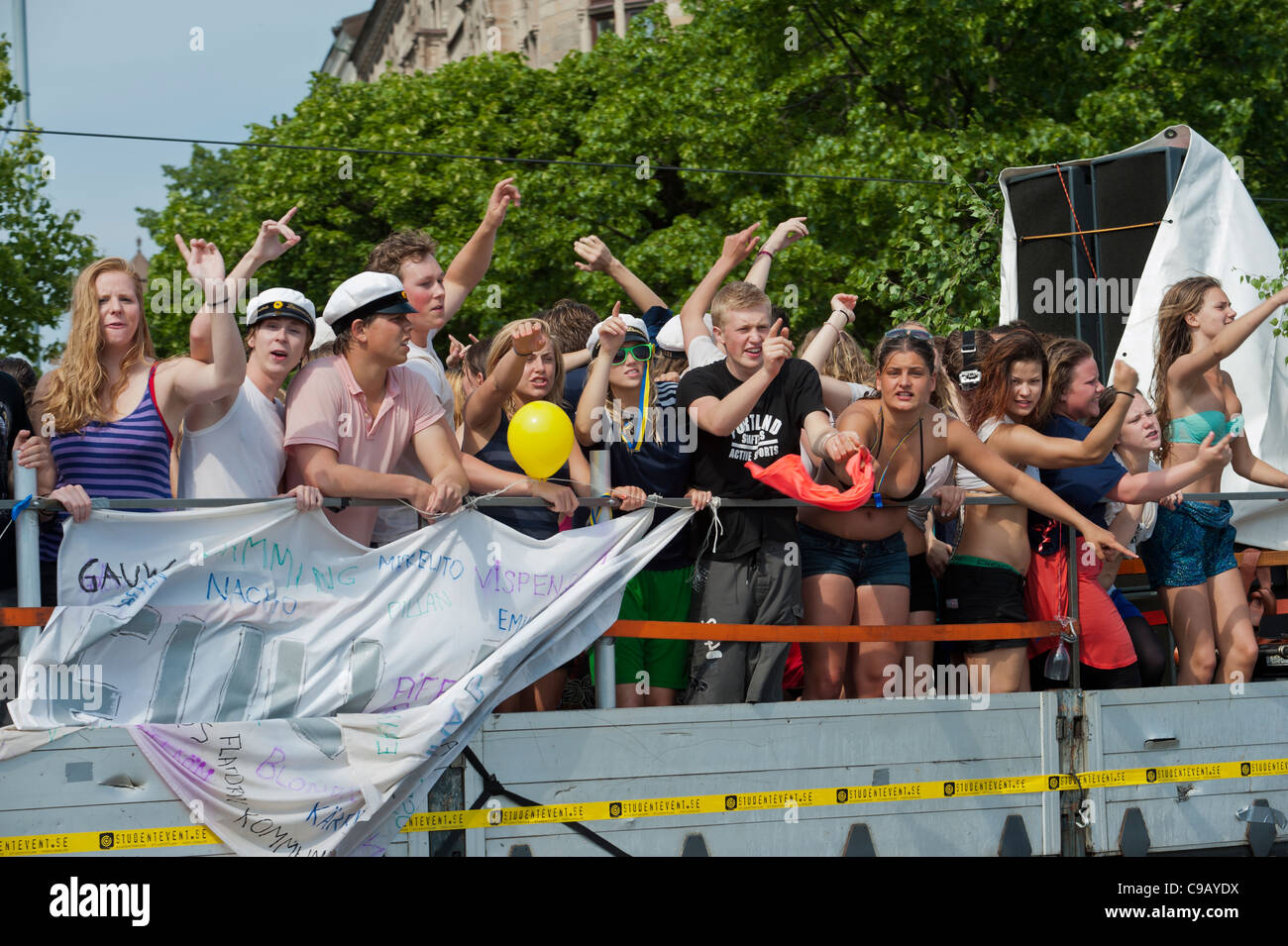 Studenten feiern ihren Abschluss, Stockholm, Schweden Stockfotografie
