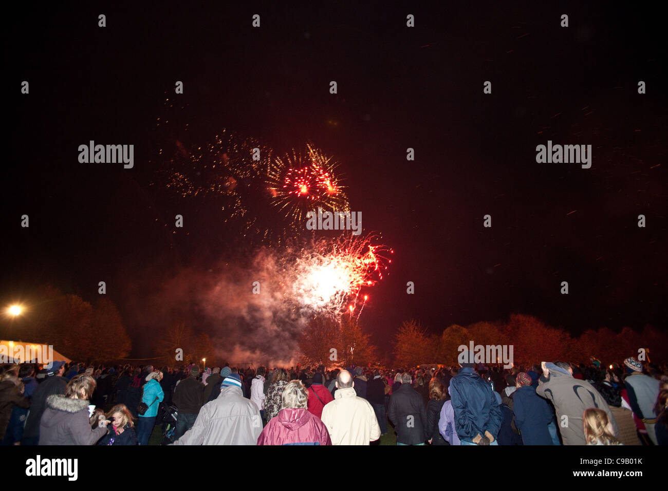 Feuerwerk, Bonfire Night 5. November 2011, Arlebury Park, New Alresford Hampshire, England, Großbritannien. Stockfoto