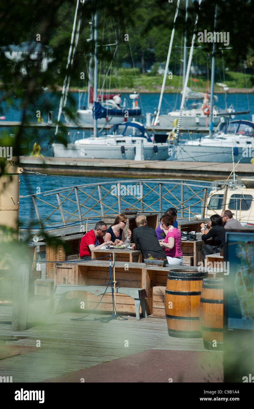 Pub am Pier im westlichen Hafen von Mariehamn. Åland-Inseln Finnland Stockfoto