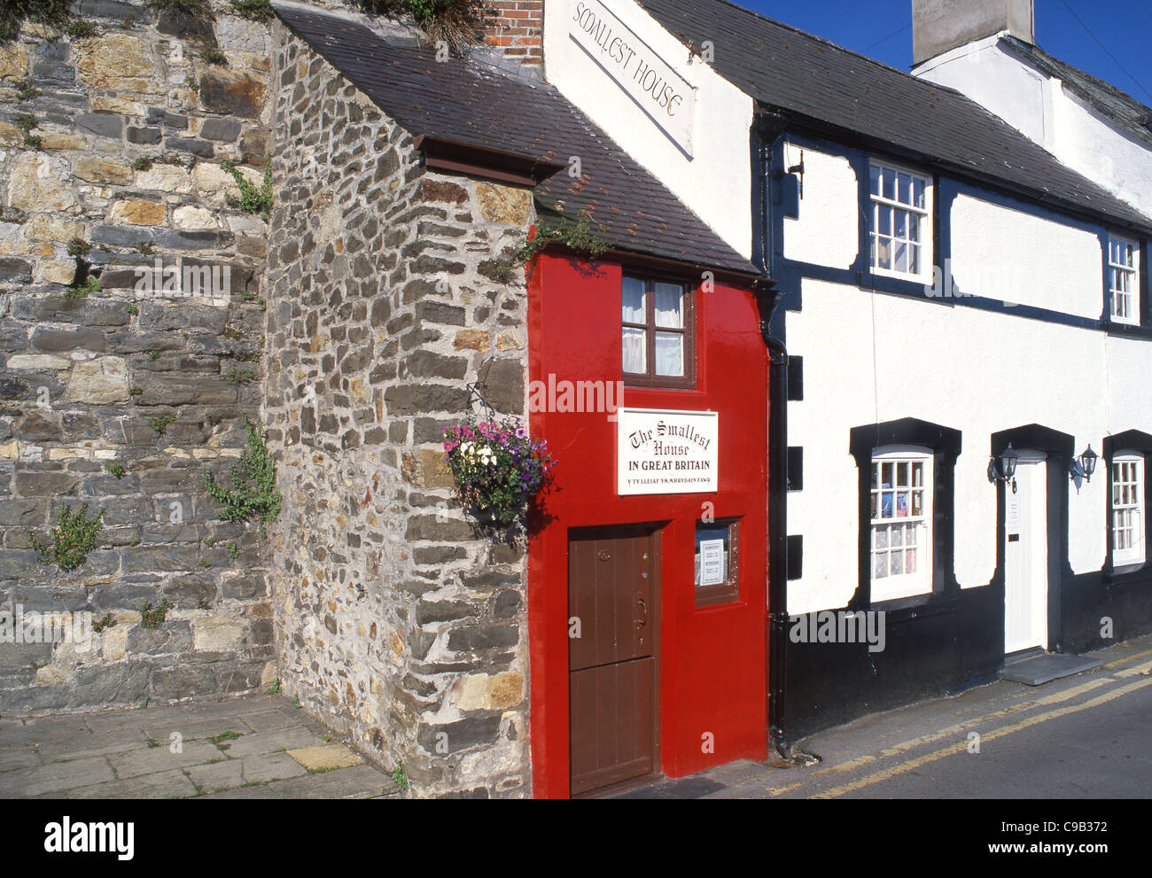 Kleinste Haus in Großbritannien auf Conwy Kai Conwy North Wales, UK Stockfoto