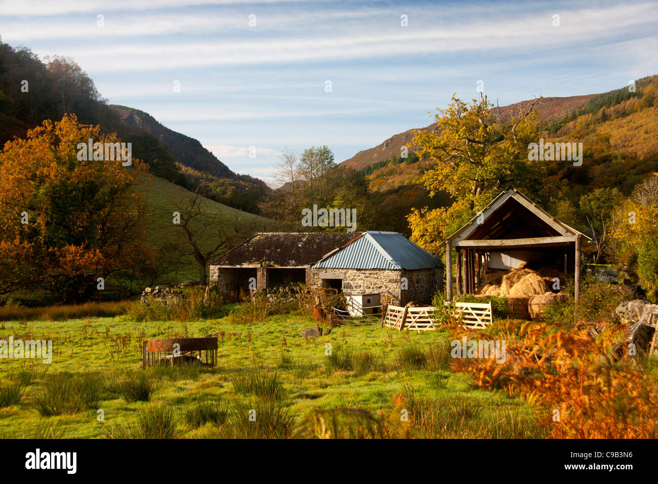 Wirtschaftsgebäude in abgelegenen Tal in der Nähe von Trefriw im Herbst Snowdonia National Park Conwy North Wales UK Stockfoto