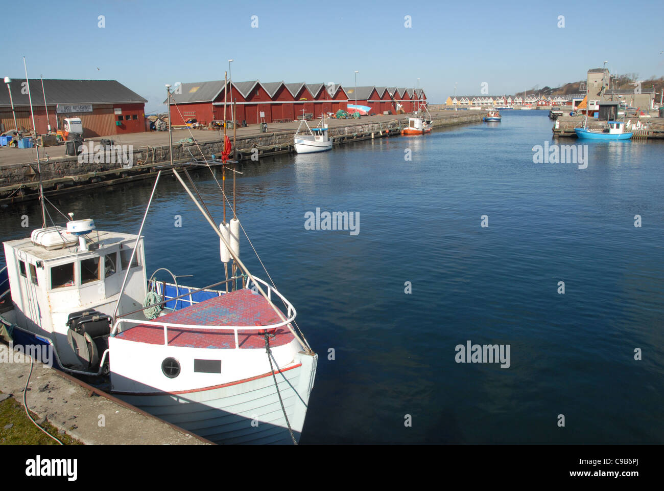 Fischerei Hafen Hasle an der nordwestlichen Küste der Ostsee-Insel Bornholm Stockfoto