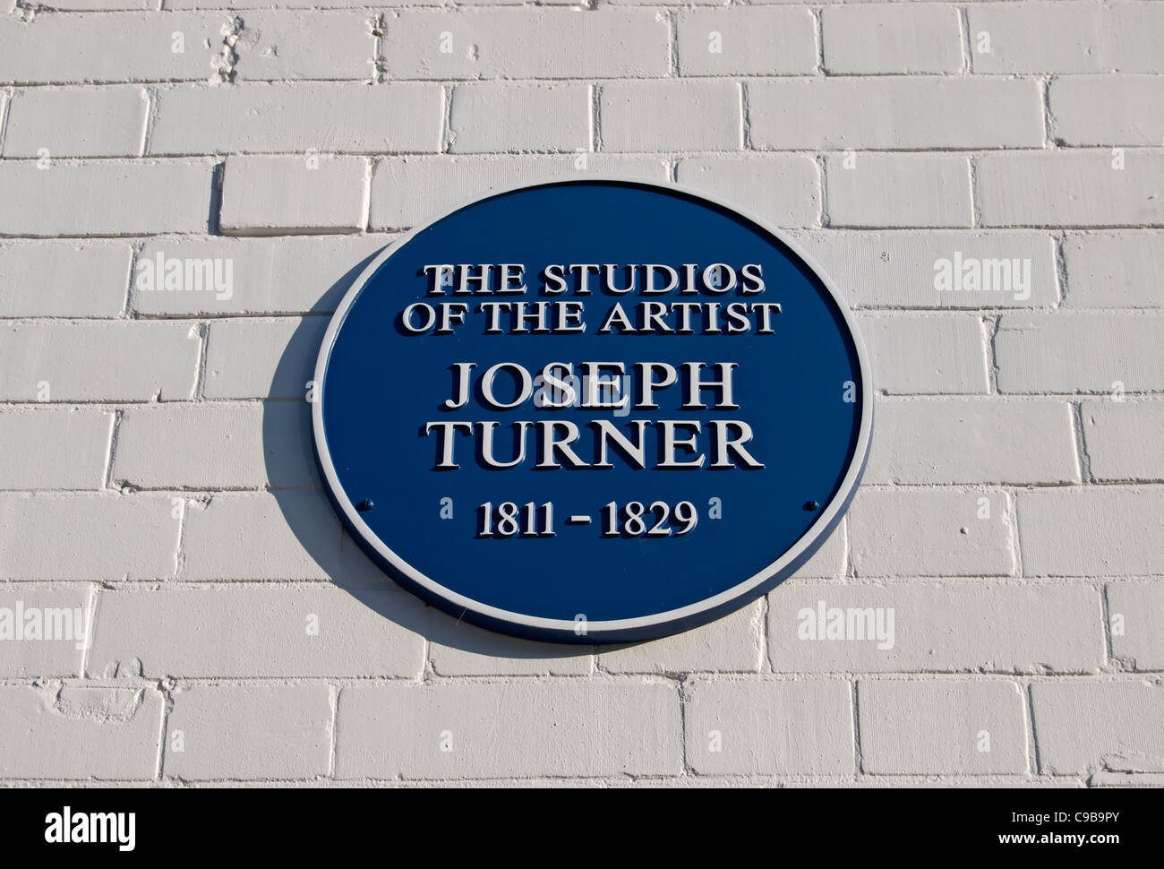 blaue Plakette in Glebe platzieren, Chelsea, London, England, angeblich um die Ateliers der Künstler Joseph Turner markieren Stockfoto