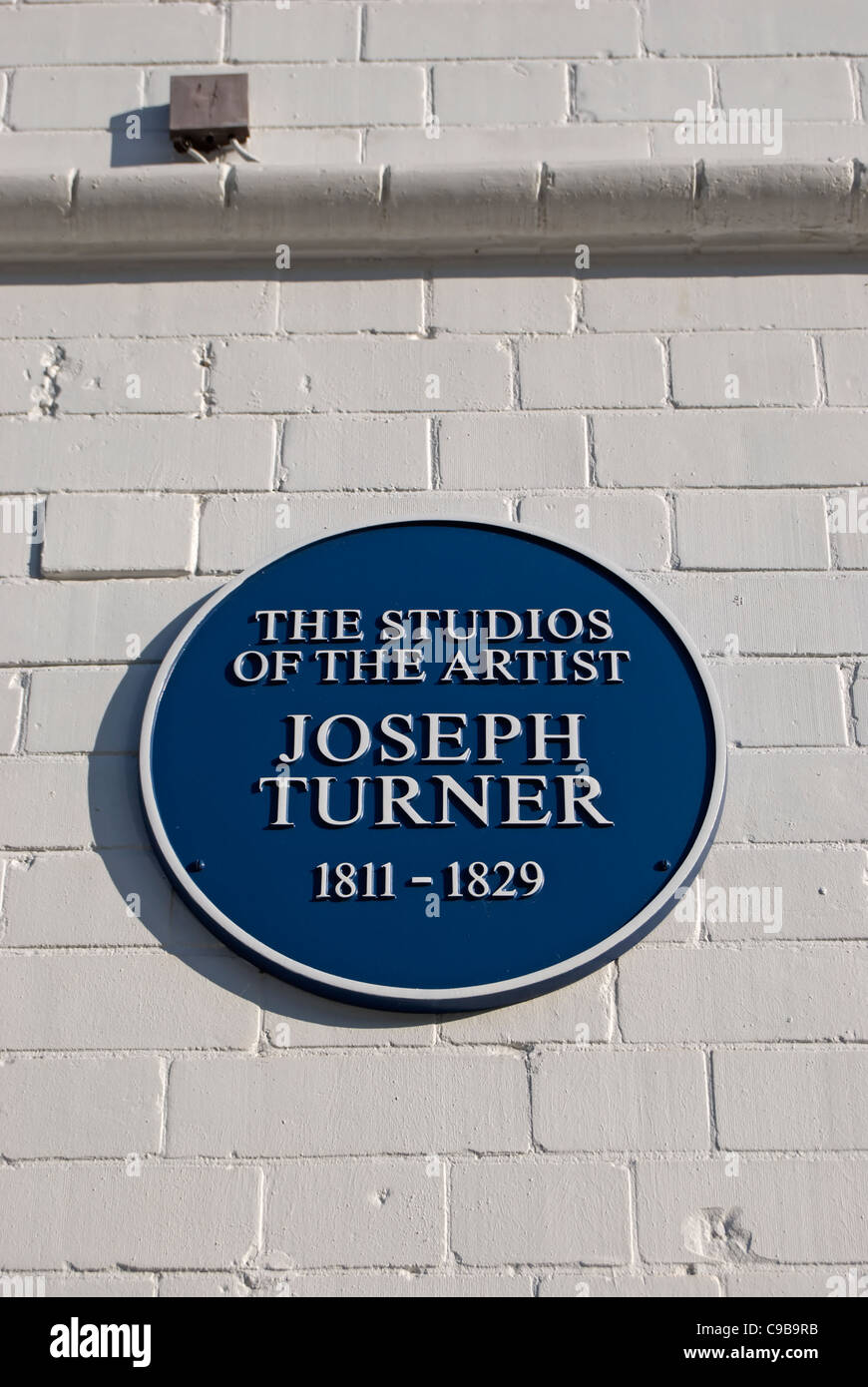 blaue Plakette in Glebe platzieren, Chelsea, London, England, angeblich um die Ateliers der Künstler Joseph Turner markieren Stockfoto