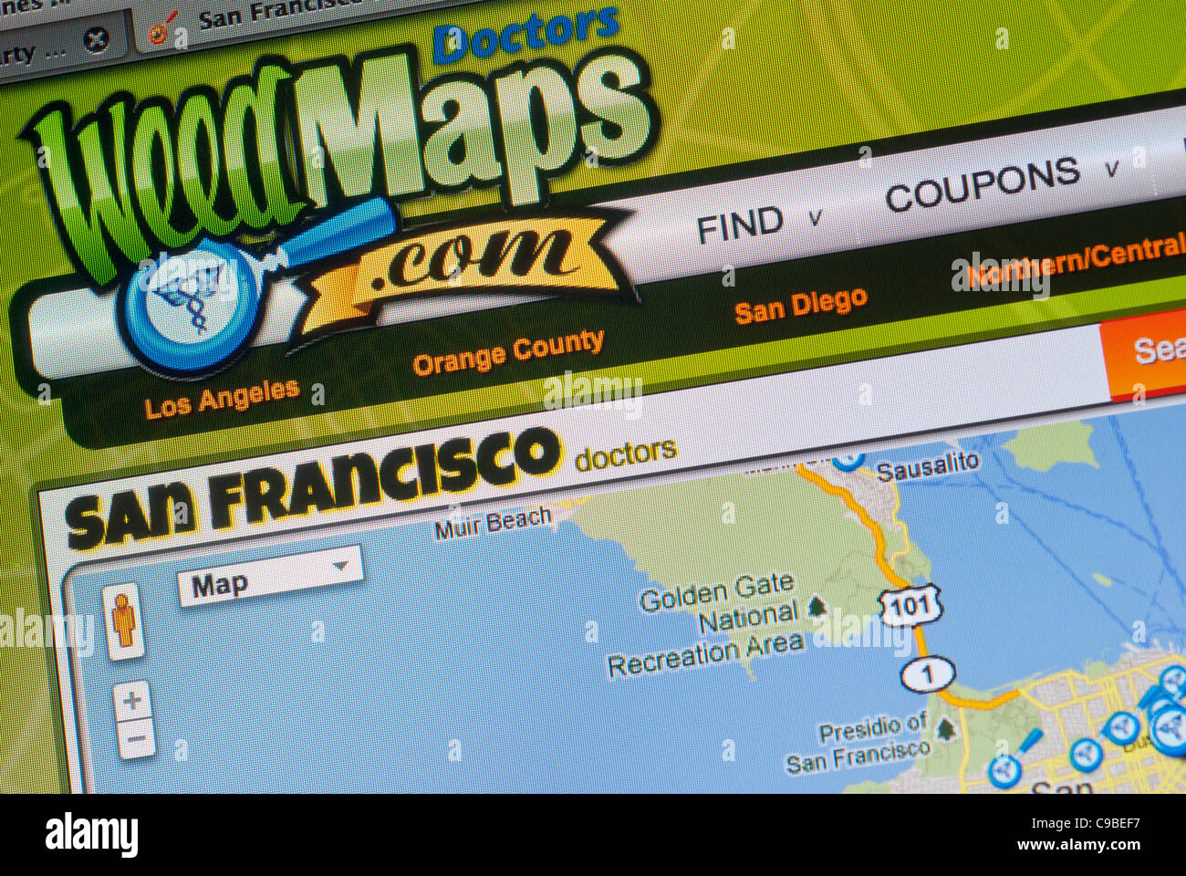 WeedMaps.com Website für San Francisco Bereich Ärzte Stockfoto