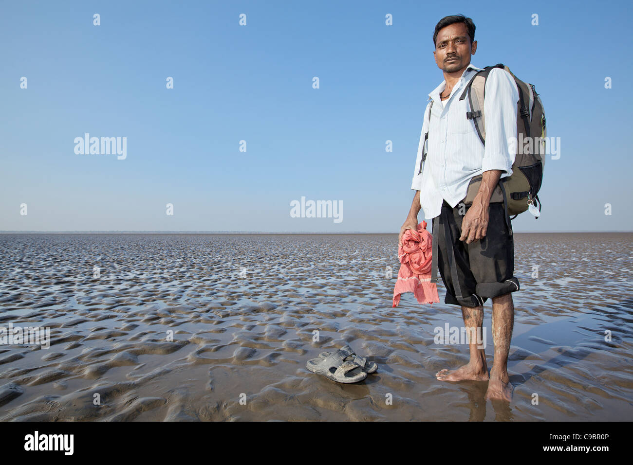 Man Mahi Sagar Fluss in Gujarat, Indien. Route der Gandhi-Salz März 1930. Stockfoto