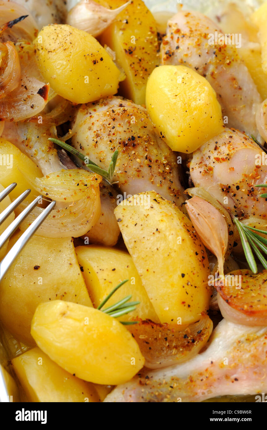Kartoffel mit Hühnerfleisch Stockfoto