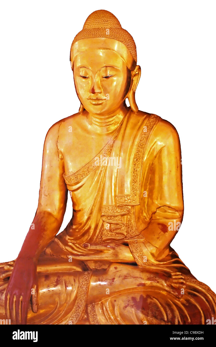 Buddha sitzend - eine goldene Statue Stockfoto