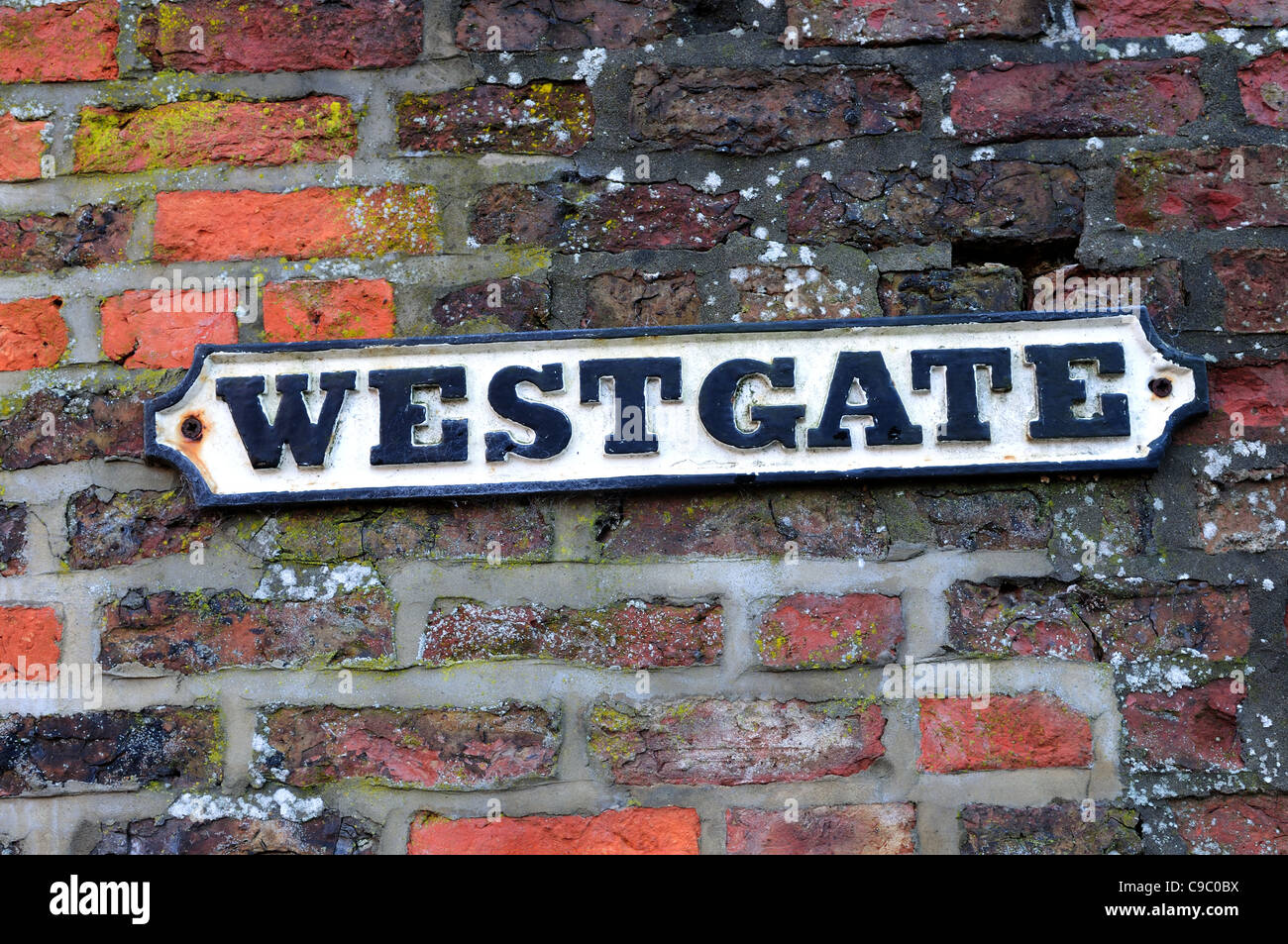 Westgate "Louth Name Straßenschild" Lincolnshire England. Stockfoto