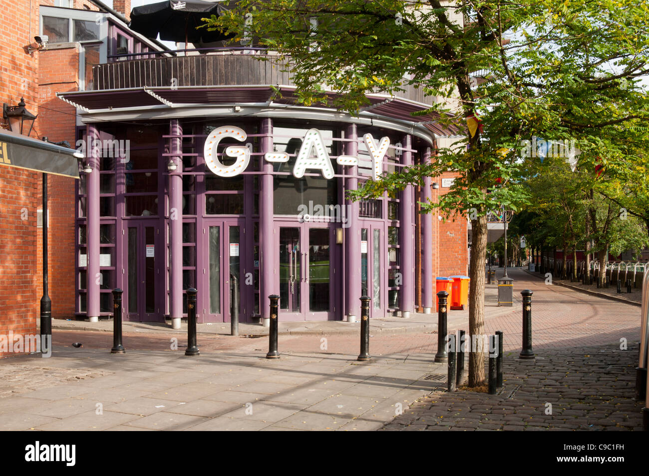The G-A-Y Bar, Canal Street, Manchester, England, Großbritannien. Die Canal Street ist das „Gay Village“ von Manchester. Stockfoto
