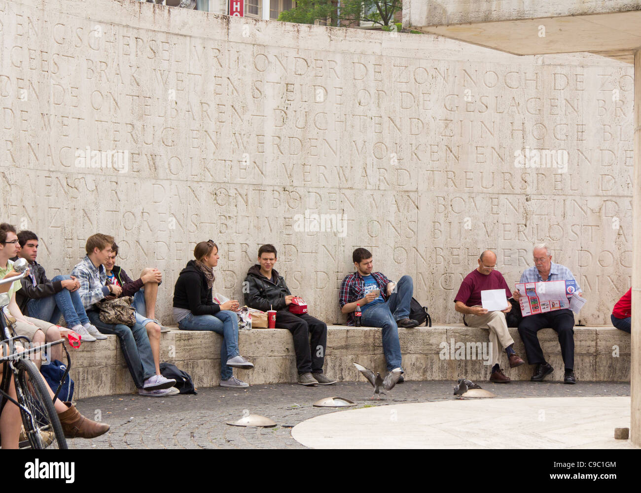 Die Wand am Monument Dam, Dam-Platz. Amsterdam, Niederlande. Stockfoto