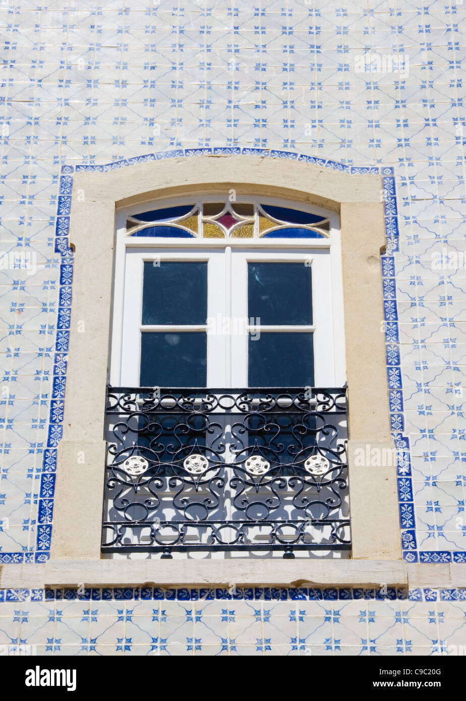 Fenster, Banco Do Algarve, Placa Luis De Gamoes, Lagos Stockfoto