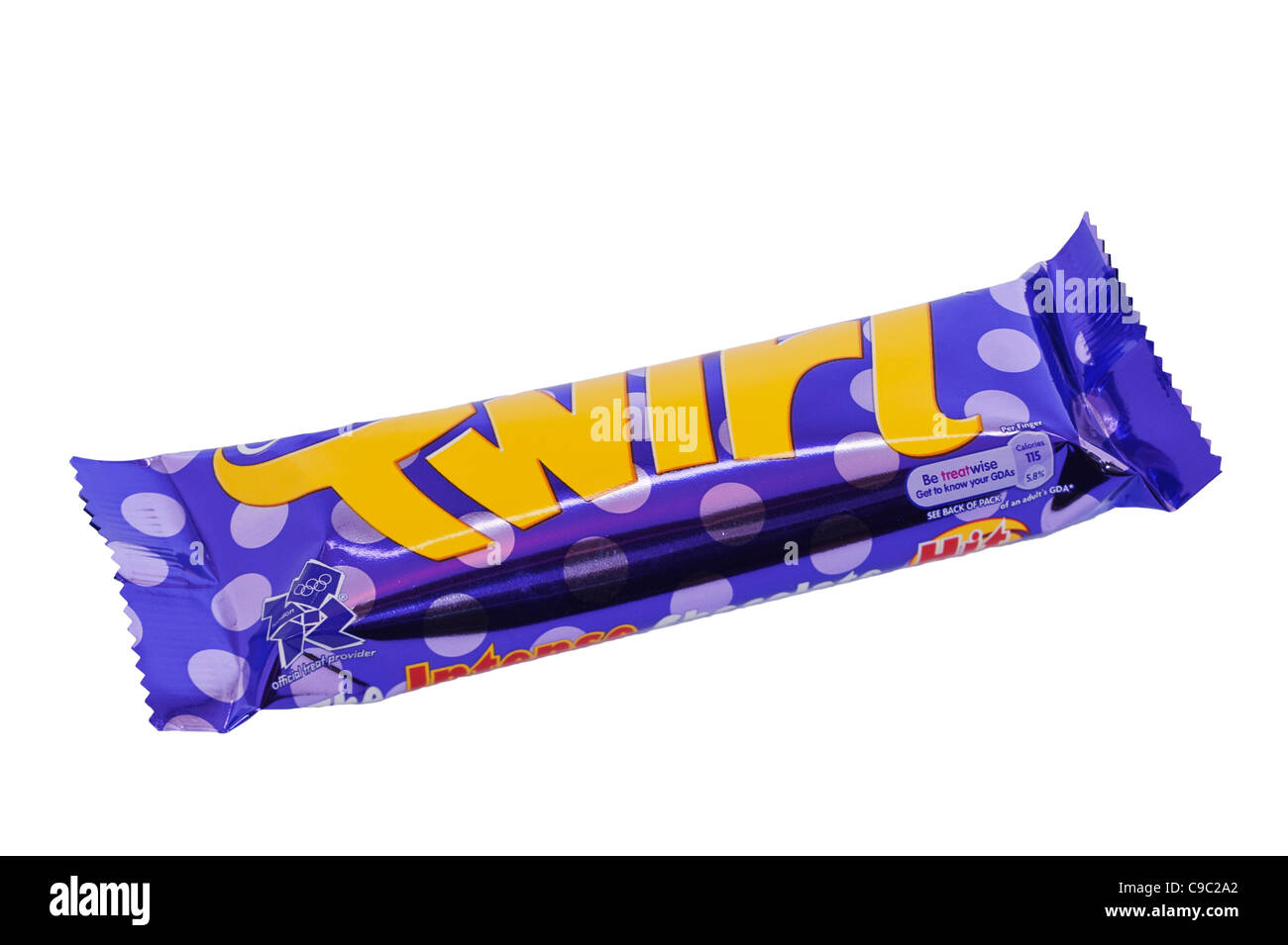 Ein Cadbury Strudel Schokoriegel auf weißem Hintergrund Stockfoto