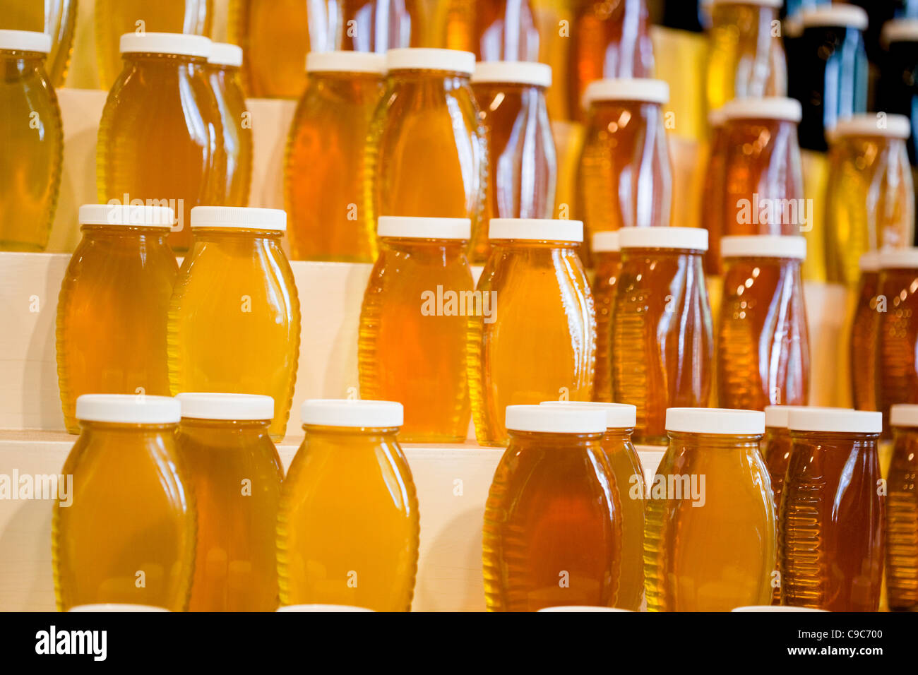 Honig, Honig Jar, reinem Honig, süß, natürlichem Honig, Honigbienen, Nuancen von Honig, Noten von Honig Stockfoto