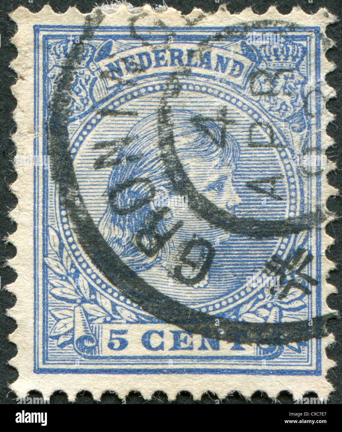 Niederlande - 1894: Eine Briefmarke gedruckt in den Niederlanden zeigt Prinzessin Wilhelmina, in die Zukunft, der Königin der Niederlande Stockfoto