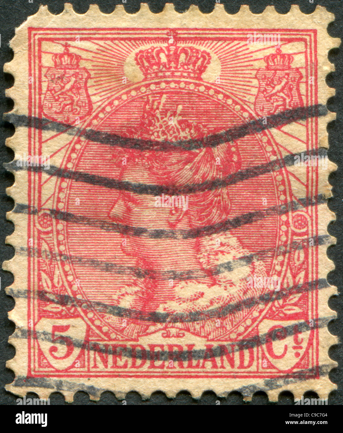 Niederlande - ca. 1899: Eine Briefmarke gedruckt in den Niederlanden zeigt Wilhelmina der Niederlande, ca. 1899 Stockfoto