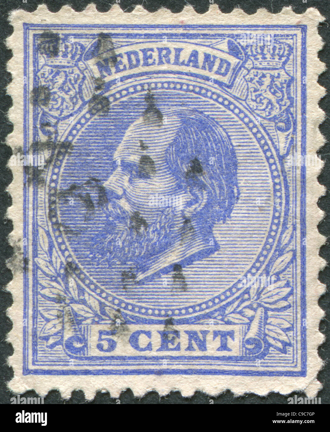 Niederlande - ca. 1872: Eine Briefmarke gedruckt in den Niederlanden zeigt William III der Niederlande, um 1872 Stockfoto