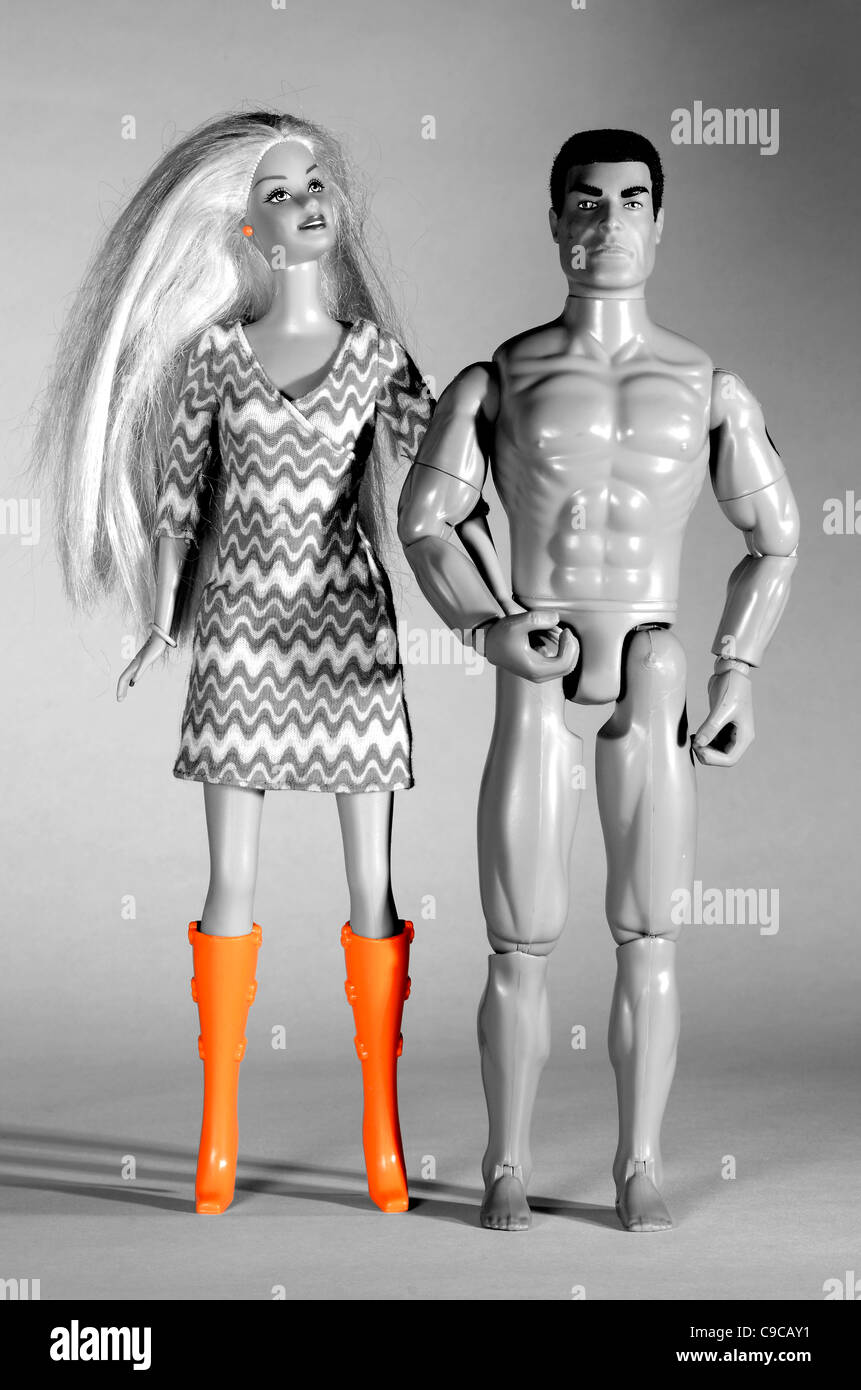 Trendige Barbie-Puppe mit nackt Freund Stockfoto