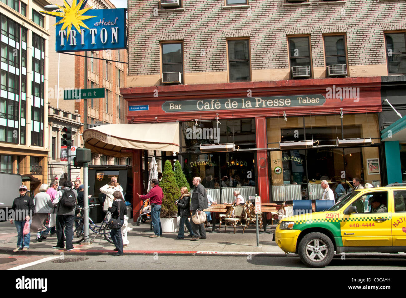 San Francisco Cafe De La Presse Frankreich Französisch in der Nähe von Chinatown California USA American Vereinigte Staaten von Amerika Stockfoto