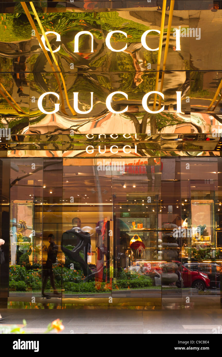Ein Schuss von Gucci speichern in der Orchard Road in Singapur. Stockfoto
