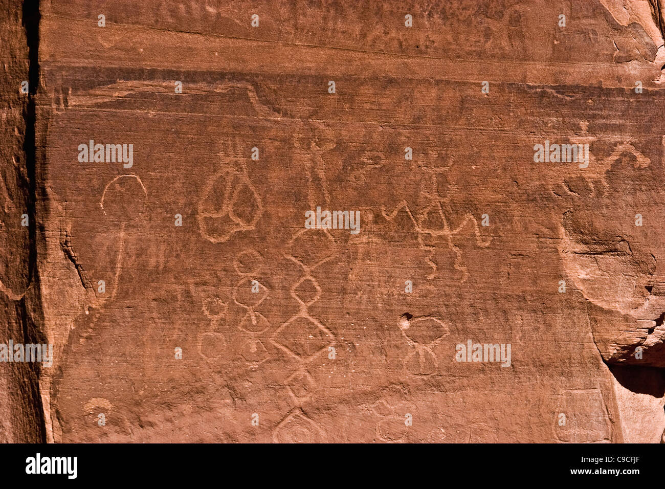 USA, Arizona, Canyon de Chelly, Petroglyphen Felszeichnungen. Stockfoto