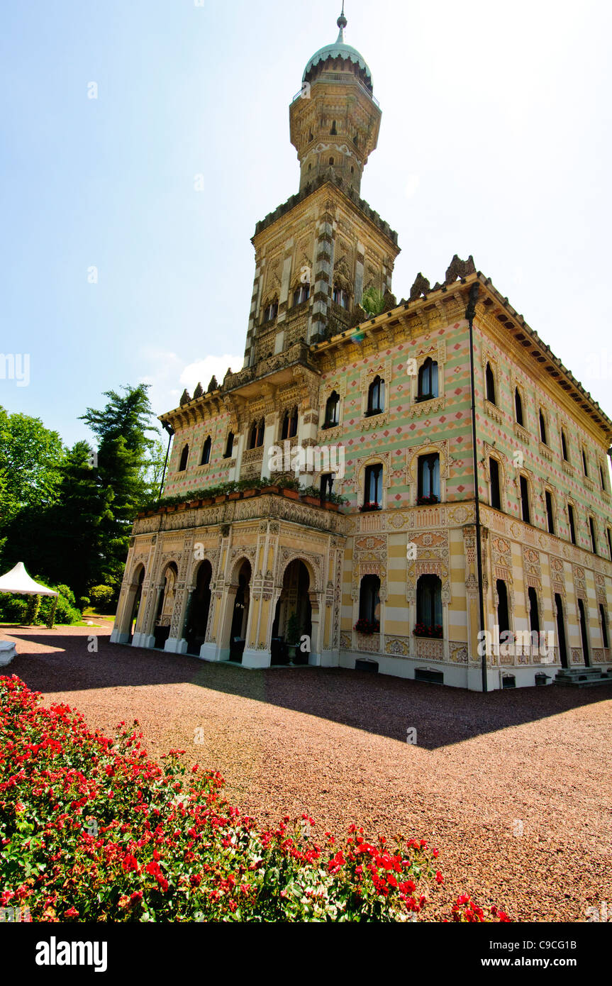 Hotel Villa Crespi, alte, charmante Dorf mit Kloster auf der Insel San Giulio, Orta San Giulio, italienische Seen, Italien Stockfoto