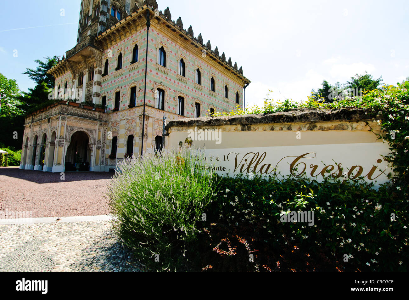 Hotel Villa Crespi, alte, charmante Dorf mit Kloster auf der Insel San Giulio, Orta San Giulio, italienische Seen, Italien Stockfoto