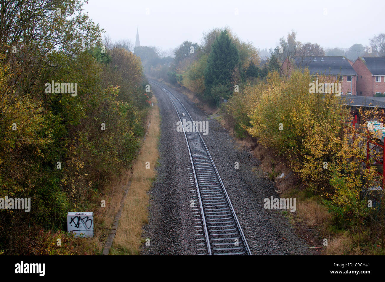 Eingleisigen Bahn Linie, Kenilworth, England, UK Stockfoto