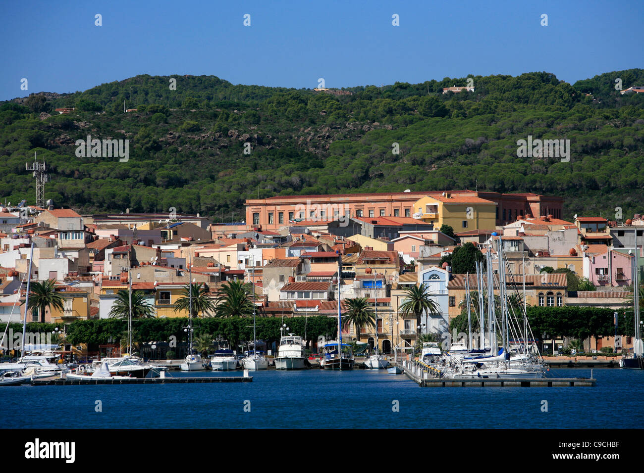 Blick über Carloforte, Insel San Pietro, Sardinien, Italien. Stockfoto