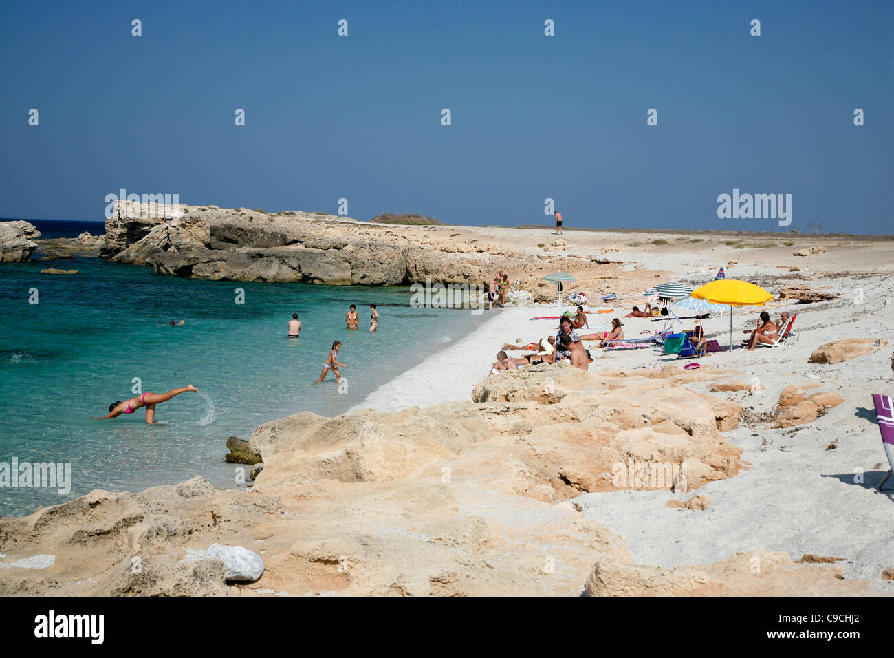 Ist Arutas Strand auf der Halbinsel Sinis, Sardinien, Italien. Stockfoto