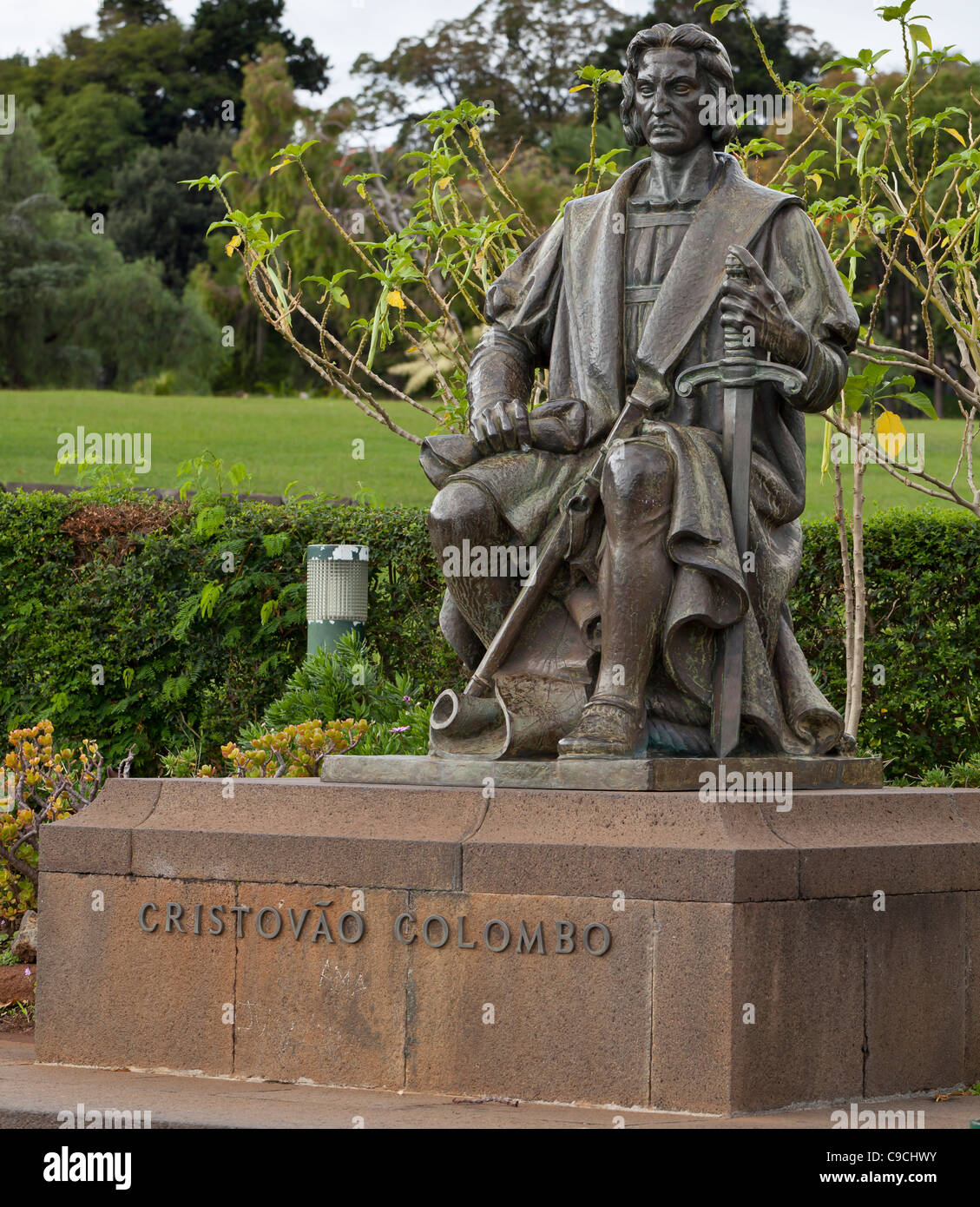 Christopher Columbus-Denkmal im Parque de Santa Catarina - Madeira, Portugal, Europa Stockfoto