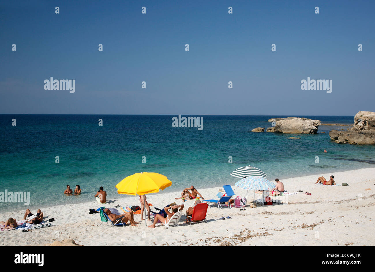 Ist Arutas Strand auf der Halbinsel Sinis, Sardinien, Italien. Stockfoto