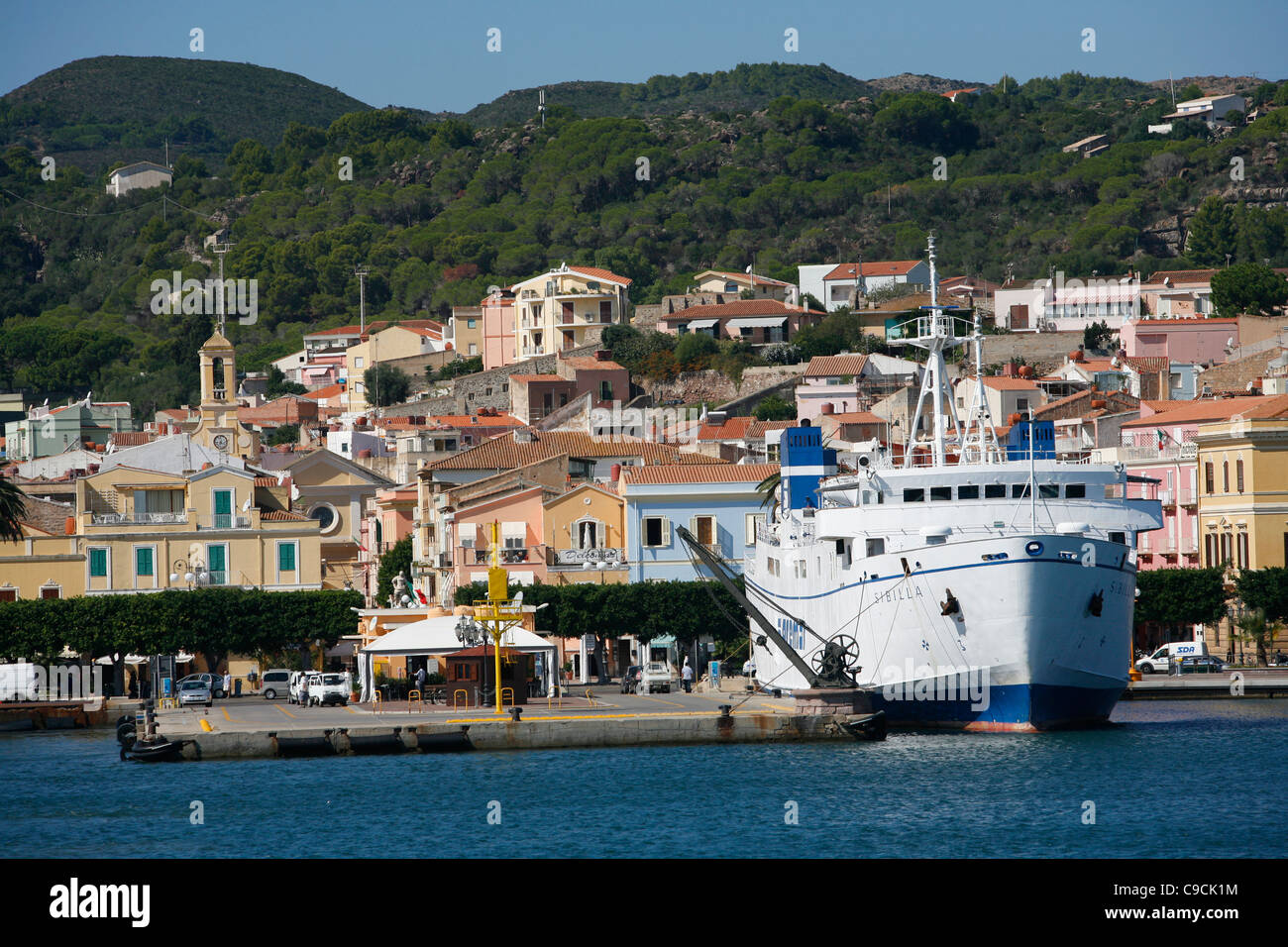 Blick über Carloforte, Insel San Pietro, Sardinien, Italien. Stockfoto