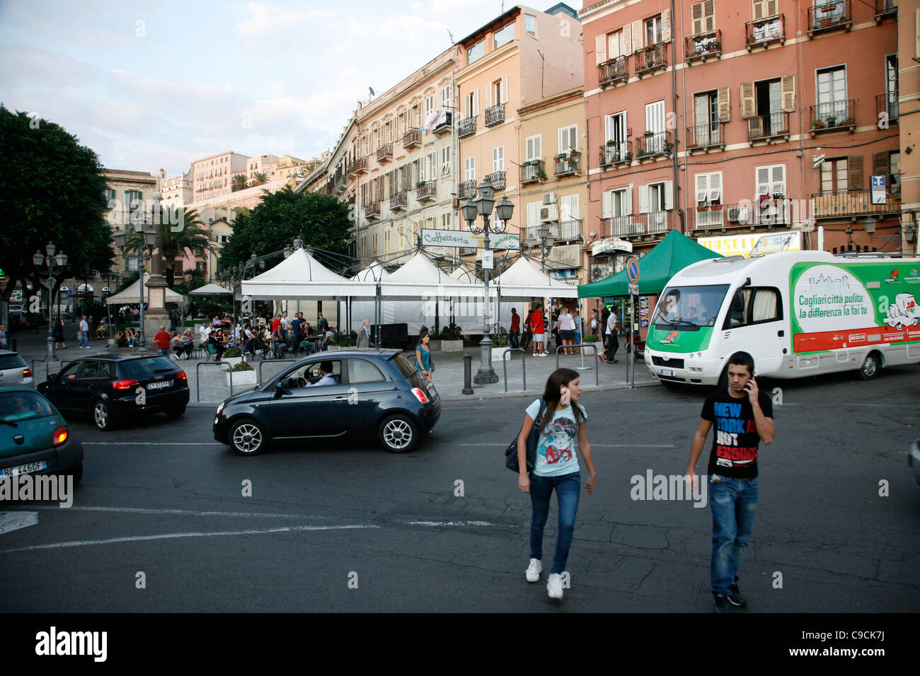 Piazza Yenne, Cagliari, Sardinien, Italien. Stockfoto