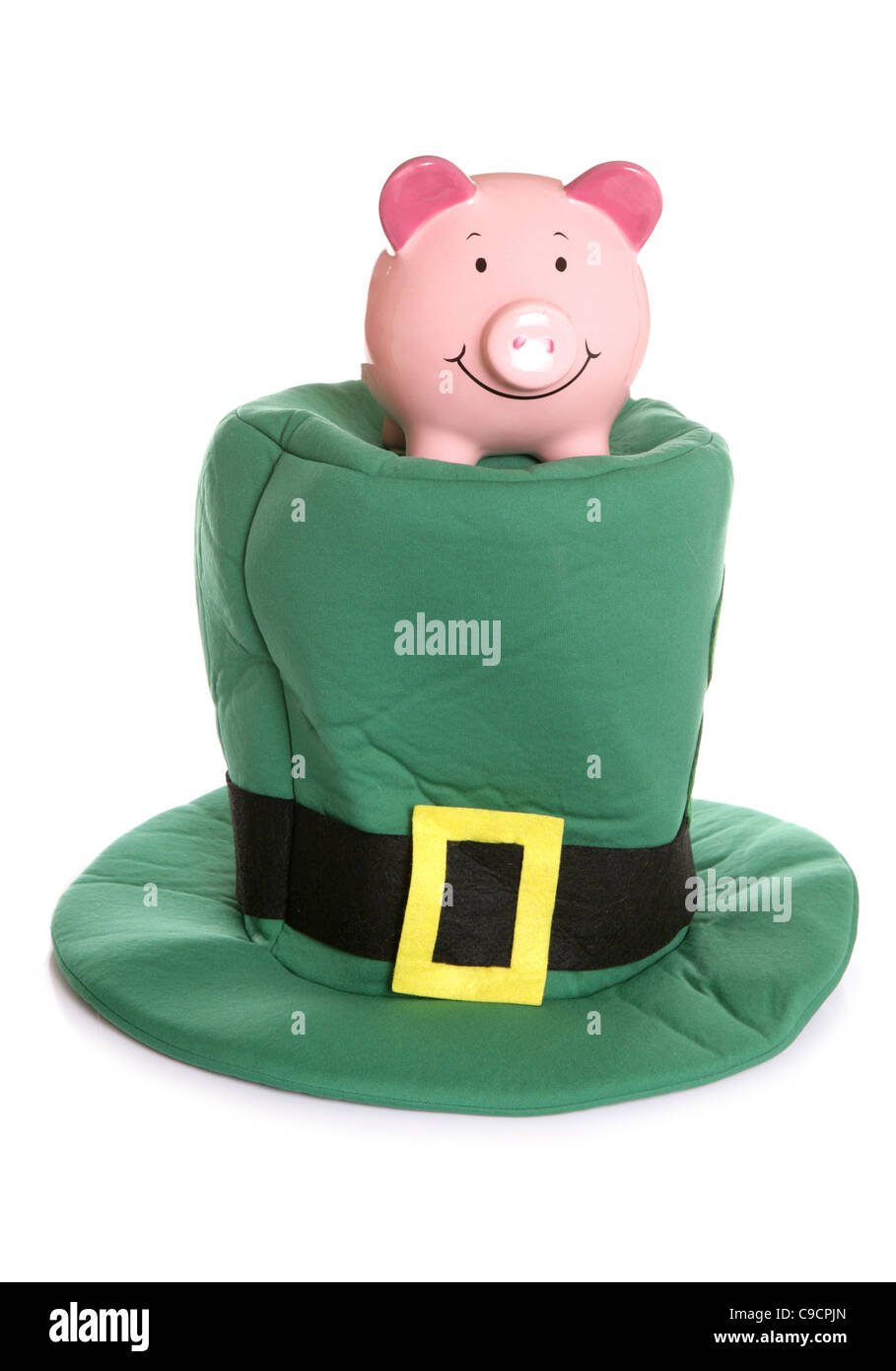 Sparschwein mit einer St Patricks Tag Hut Stockfoto