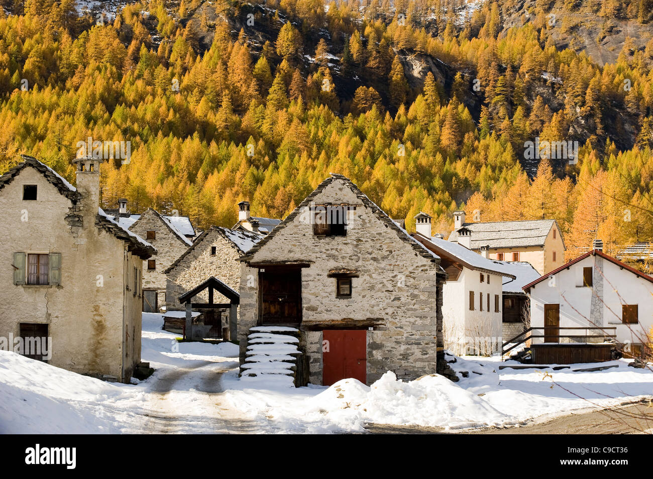 Devero Dorf, Alpe Devero - Verbano Cusio Ossola-Italien Stockfoto
