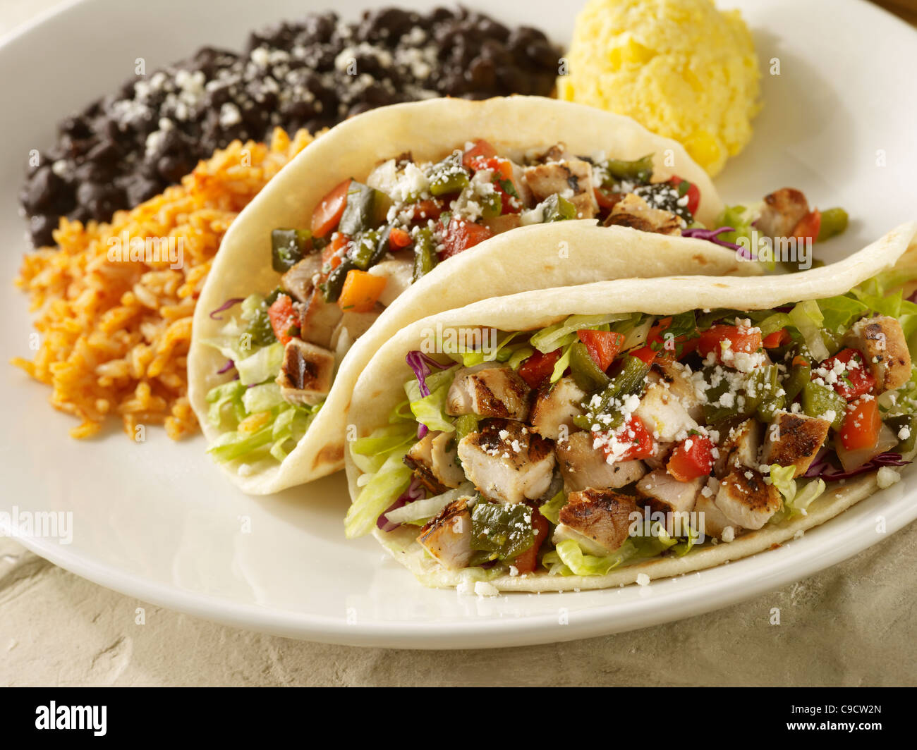 Gegrilltes Huhn tacos Stockfoto