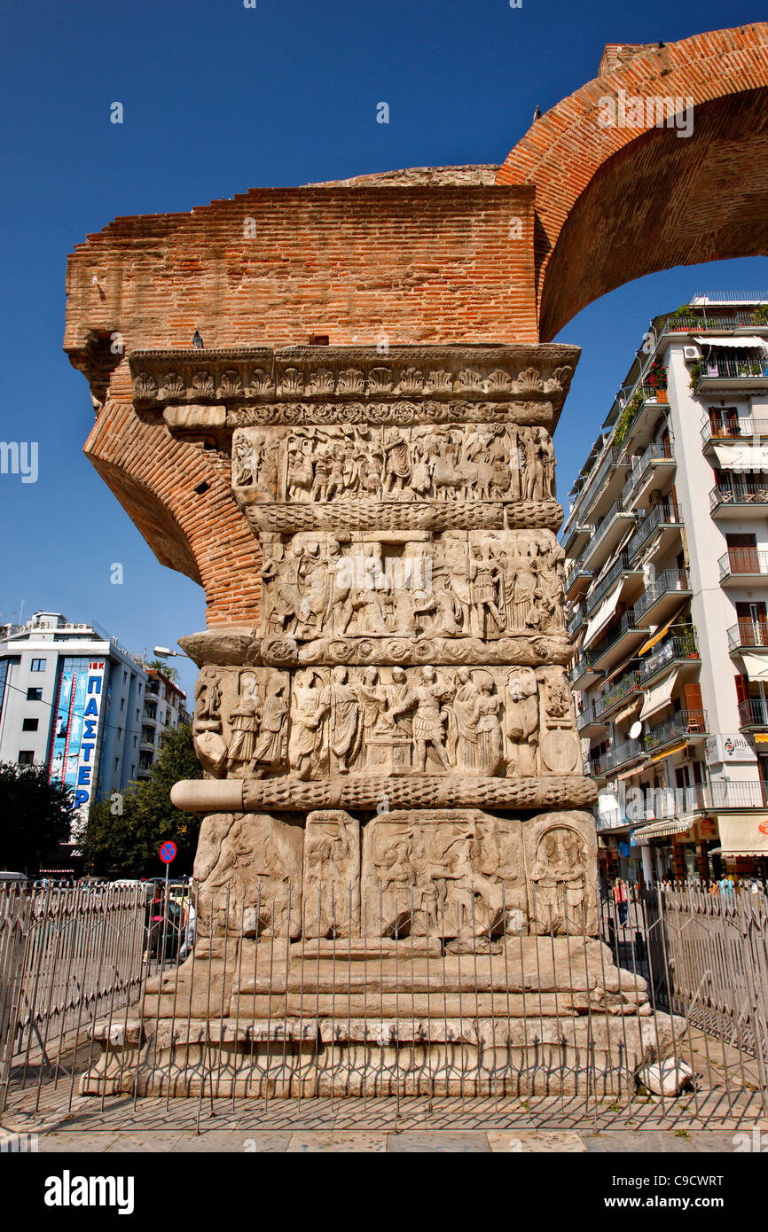 "Detail" von Arch of Galerius, auch bekannt als "Killer" eins der wichtigsten Denkmäler von Thessaloniki, Griechenland. Stockfoto