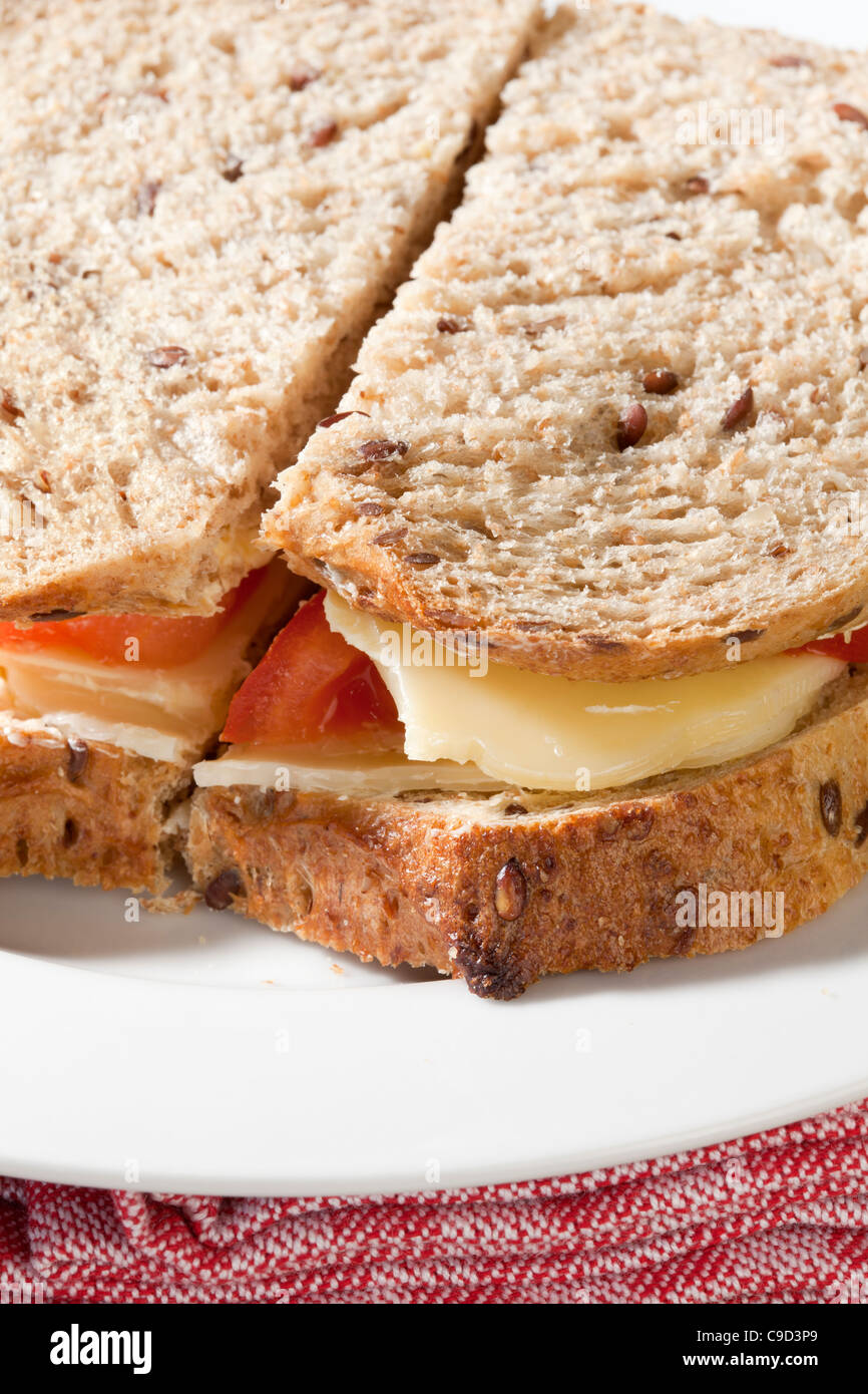 Käse und Tomaten-sandwich Stockfoto