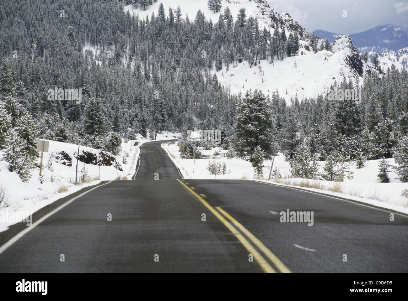 Straße, die durch eine Landschaft, Highway 75 Ketchum, Idaho, USA Stockfoto