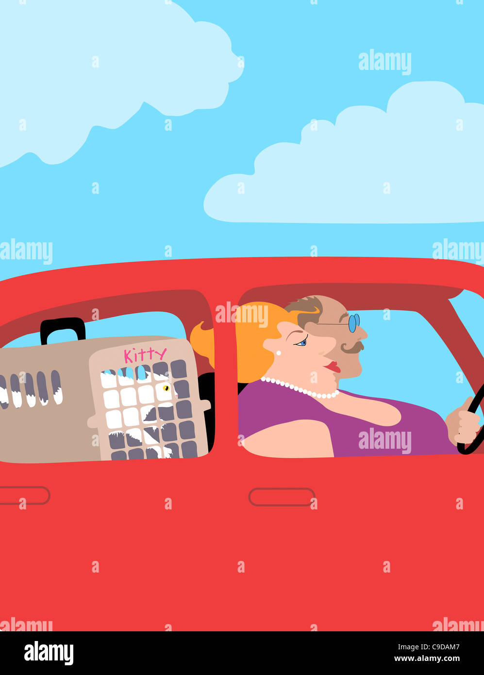 Reisen mit Kitty 2 Linda Braucht (b.20th C. American) Computergrafik Stockfoto